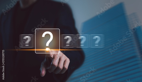Business decision concept showing a professional choosing among digital options, symbolizing decision making, strategy, uncertainty, problem solving, leadership, technology, planning, opportunity.