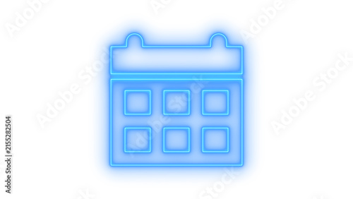 Glowing colorfull neon calendar icon for business scheduling agenda and event planning isolated on transparent background with simple outline design vector illustration.