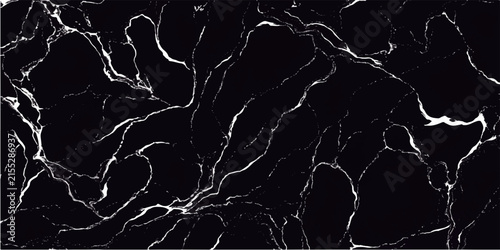 Black Marble Texture Vector Background with High Contrast White Veins
