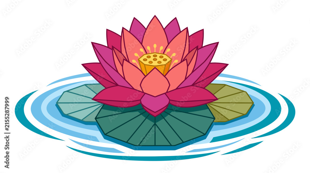 Obraz premium Pink lotus flower blooming on water surface