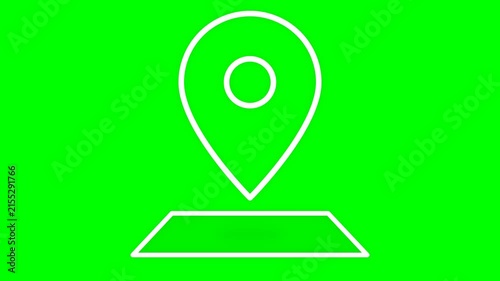Simple White Location Pin Icon on Bright Green Background.
