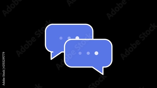 Two blue chat bubbles with three dots inside on a black background.
