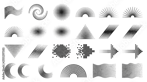 Abstract Star and Stripe Shapes with Hearts, Circles, Halftone Patterns, Shiny 3D Elements and Symbols for Modern Decorative Design