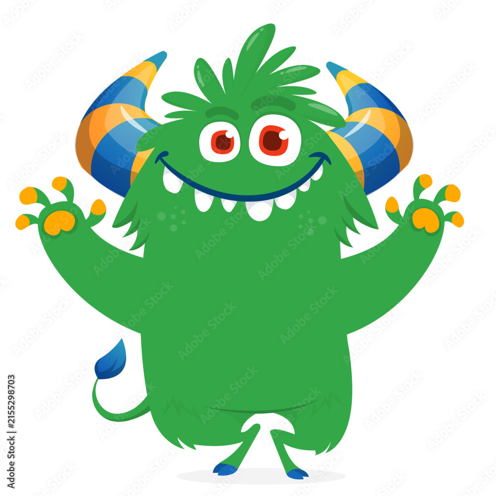 Fototapeta premium Cartoon Funny and Cute Monster creature with Scary Face Expression illustration for Halloween decoration or Package Design. Vector isolated on white 