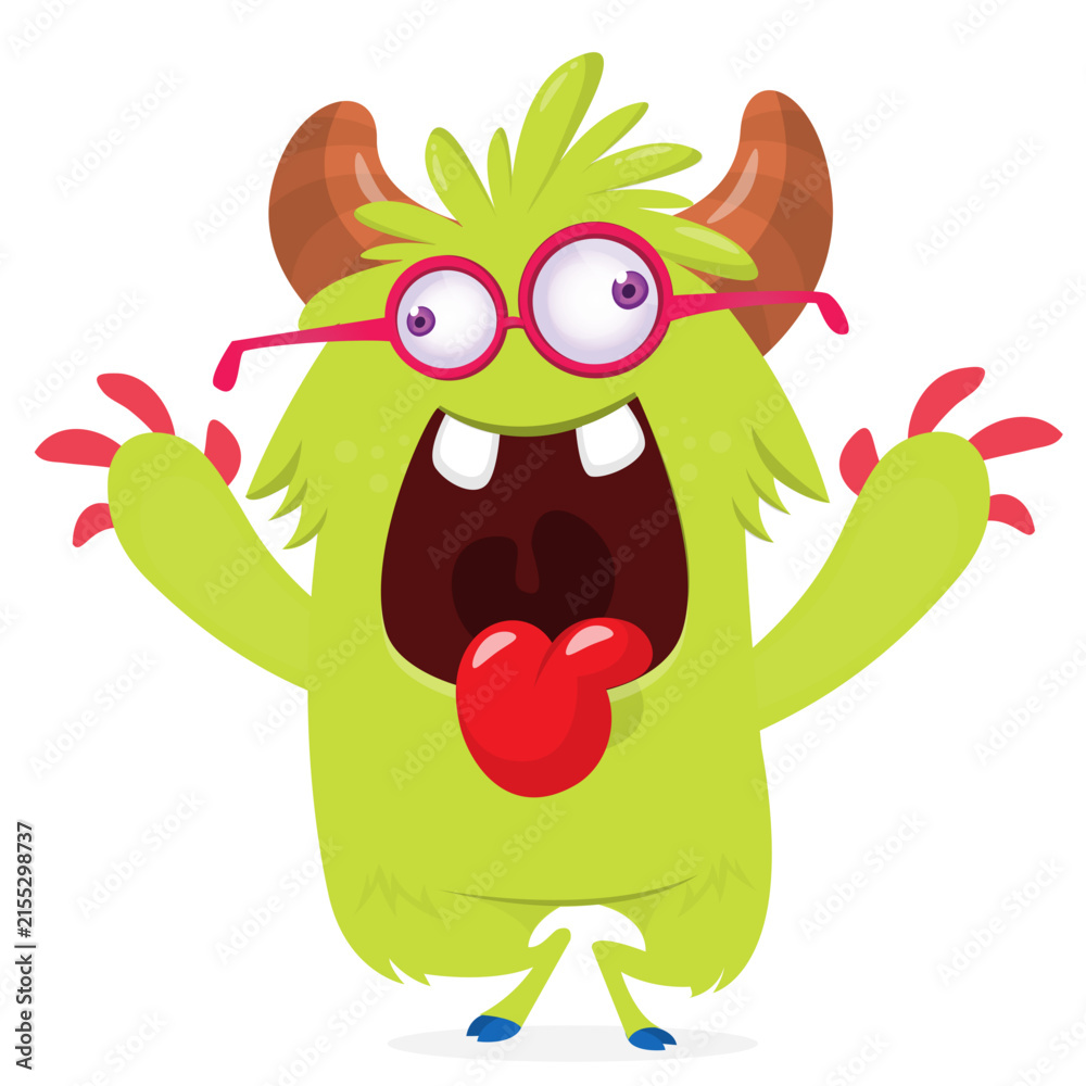 Fototapeta premium Cartoon Funny and Cute Monster creature with Scary Face Expression illustration for Halloween decoration or Package Design. Vector isolated on white 