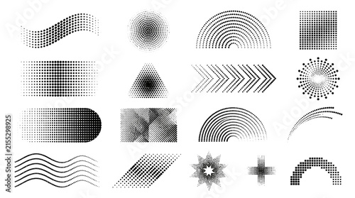 Abstract Geometric Vector Symbols and Shapes Set with Curves, Waves, Circles, Lines, and 3D Elements for Modern Pattern, Wallpaper, and Business Design
