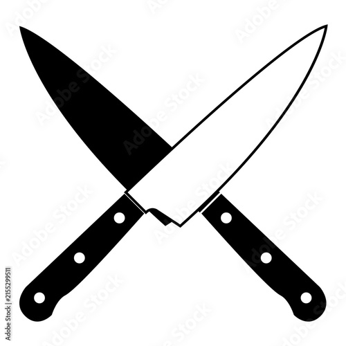 Kitchen Knife Vector Illustration Isolated on White Background with Sharp Stainless Steel Blade and Black Handle for Cooking, Cutting, Food Preparation, and Culinary Use