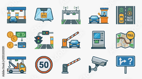 Industrial of Modern Toll and Traffic Management Systems with Vehicles Signs and Payment Methods