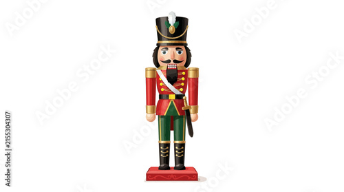 A traditional wooden toy soldier figure stands tall as a nostalgic centerpiece for festive holiday decorations or winter seasonal displays within the home during the merry Christmas celebration