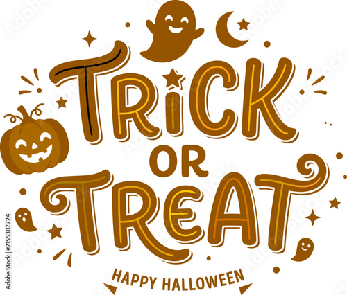 Happy halloween trick or treat sign with jack o lantern