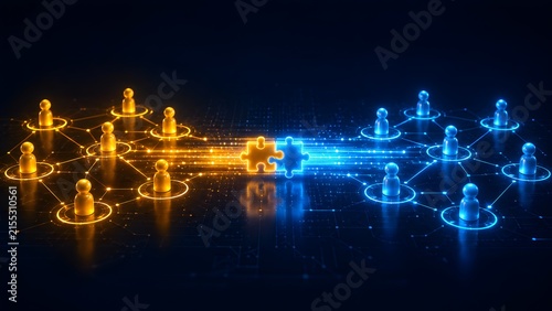 Visualizing the powerful connection and seamless integration between diverse teams and digital systems, symbolizing collaborative problem-solving and unified business strategy.
