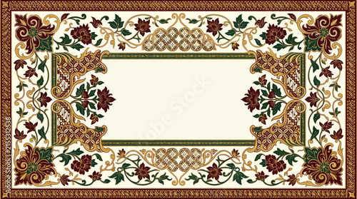 Ornate Javanese Inspired Ornamental Border with Floral Motifs and Traditional Cultural Decorative Patterns for Elegant Design Projects