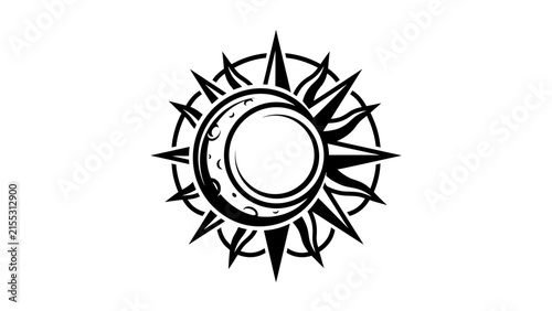 Black And White Celestial Sun And Moon Symbol