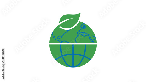 Green Earth Globe Icon With Leaf Symbol