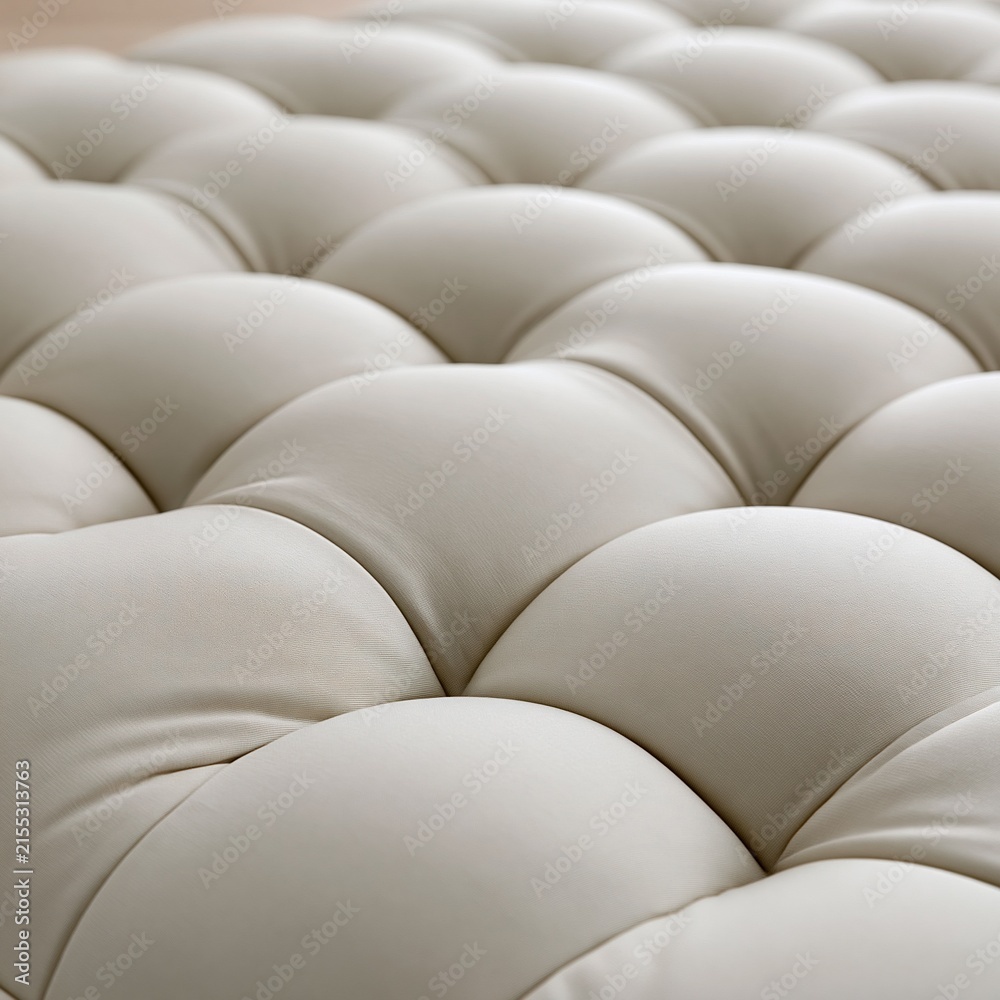 Obraz premium Close up of a Cream Colored Tufted Upholstery Fabric with Deep Button Details