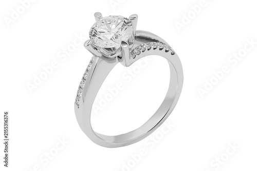 Fotografie Elegant white gold engagement ring featuring a round brilliant cut solitaire dia