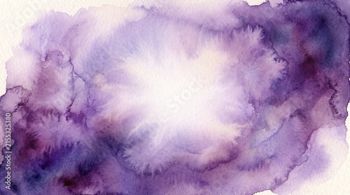 Abstract purple watercolor with luminous white center symbolizing light, depth, and creative emotion.