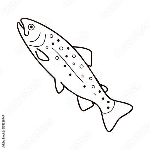 Fresh Trout Fish Line Art - Spotted River Trout Icon for Seafood Market Signage and Fishing Web Design