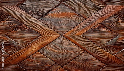 Seamless dark wood floor texture with geometric parquet pattern and natural grain details.
