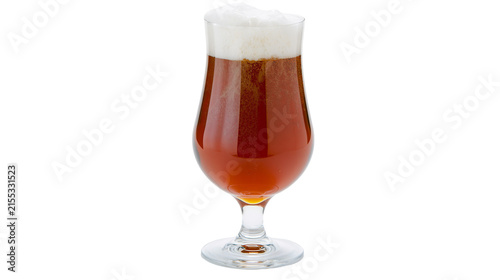 Canvastavla Amber ale beer with frothy white head in a tulip glass, isolated on transparent
