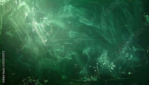 A close-up shot of a green chalkboard with visible chalk dust and smudges.