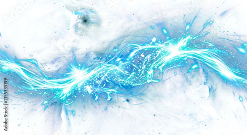 High Energy Cosmic Energy Current with Blue Quantum Light on Bright Abstract Background