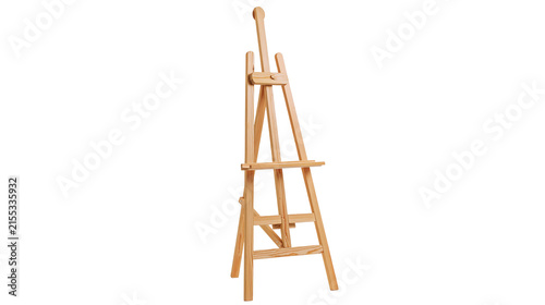 Wooden artist easel with adjustable height, isolated on transparent background