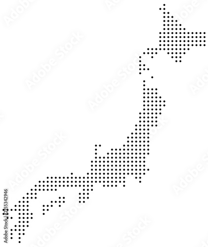Japan Dotted Map Vector with Pixel Dot Modern Design Isolated on Transparent Background