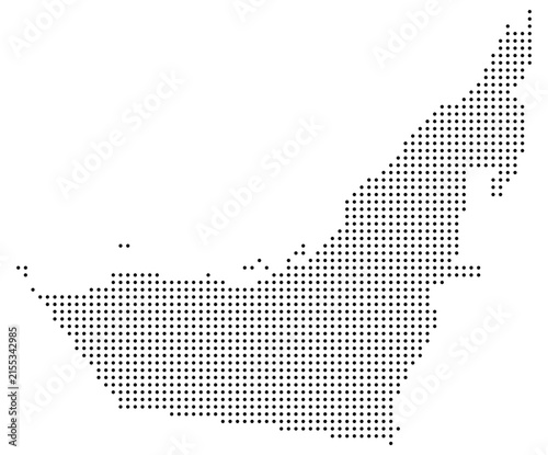 United Arab Emirates Dotted Map Vector with Pixel Dot Modern Design Isolated on Transparent Background