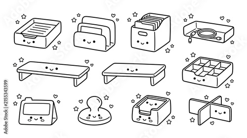 Cute office organization doodle set.