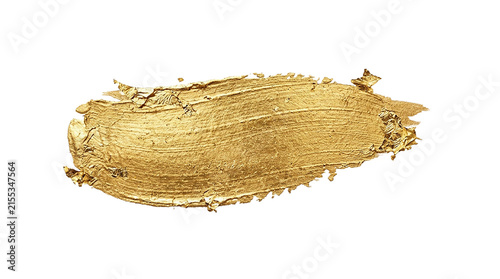 Textured golden brush stroke paint smear metallic sheen abstract decorative element.