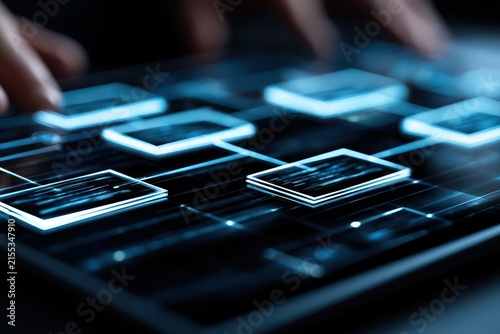 Conceptual digital flowchart design in tech environment