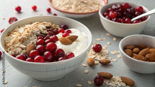 Cranberry Yogurt Bowl with Almonds and Oats