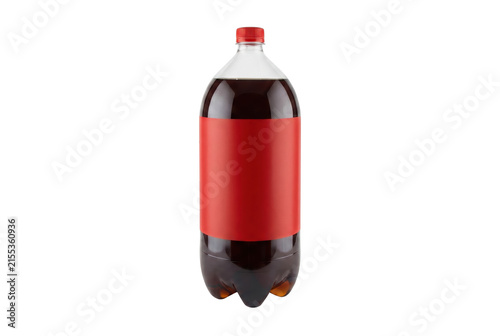 Canvastavla Large Two Liter Plastic Soda Bottle with Blank Red Label