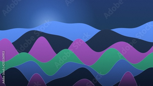 Canvas Print Abstract landscape background, featuring layered wavy, mountains in blue, purple