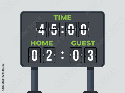 Фотография Sports Scoreboard Vector with 45 Minute Timer and Game Scores