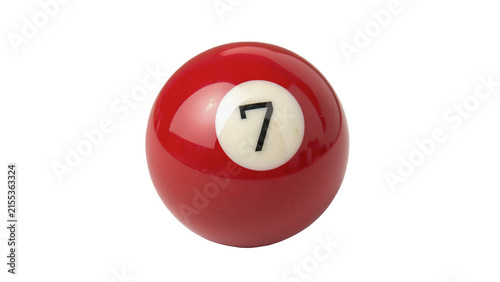 Obraz na płótnie Red billiard ball number seven isolated on transparent background for sports bar