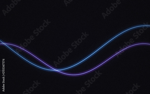 Two intersecting glowing light waves in blue and purple colors on a dark textured