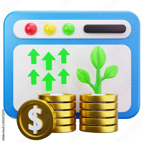 Online Portfolio Growth 3D Illustrations