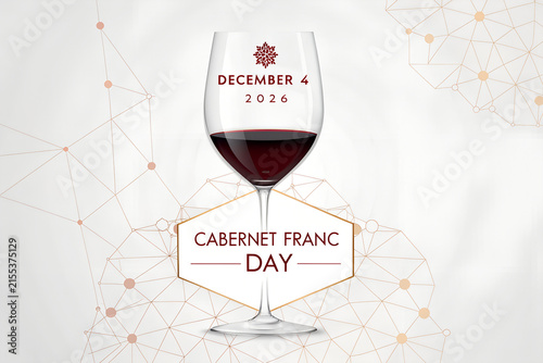 Glass of red wine for cabernet franc day december 4 2024 with cabernet, vineyard