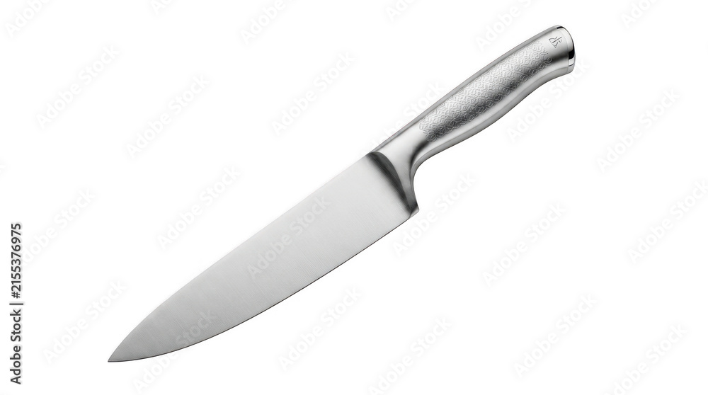 Fototapeta premium Sharp stainless steel chef knife for cooking and food preparation in the kitchen isolated on transparent background