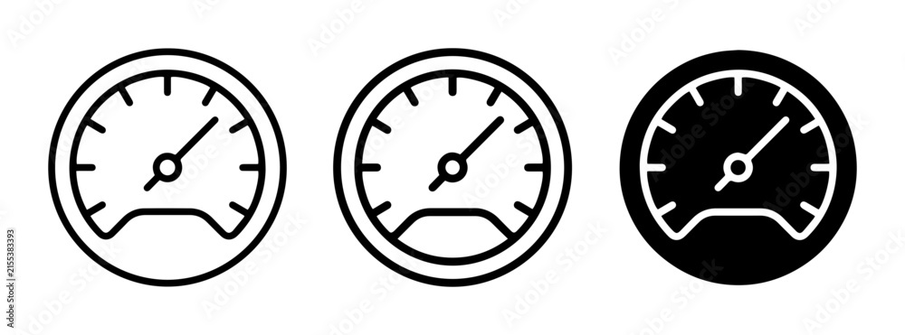 Fototapeta premium Speedometer Icons, Gauge Symbols, Performance Meter Graphics, Measurement Tools, Vector Set
