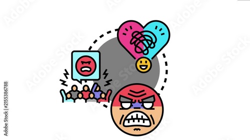 Aggressive tactics fostering disagreement and conflict, generating anxiety, stress, and a broken heart, with a group of people reacting emotionally to confrontation
