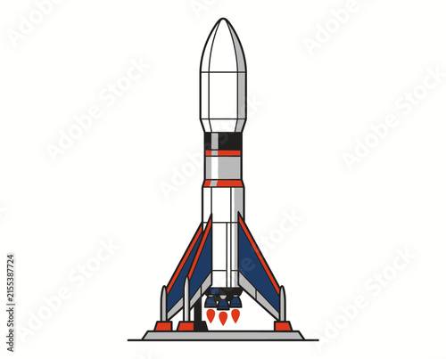 Reusable Space Rocket Standing Vertically