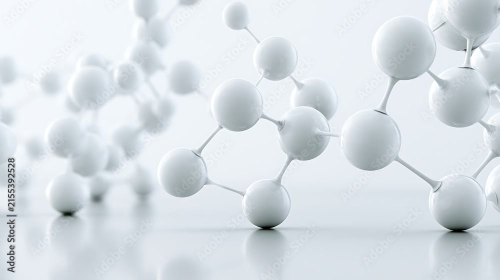Obraz premium Futuristic white molecular architecture forming a graceful geometric pattern, interconnected molecular structures,