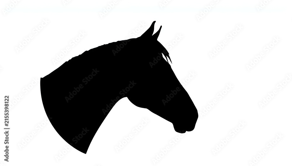 Fototapeta premium Black Horse Head Silhouette Isolated on White Background