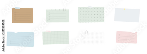 Set of colorful sticky notes and paper memo pads for planning and organizing daily tasks
