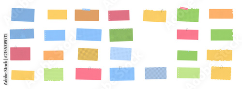 Set of colorful sticky notes and paper labels in various pastel shades for office work