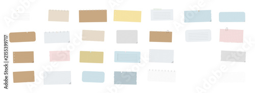 Set of colorful sticky note paper labels and rectangular adhesive tags for office organization