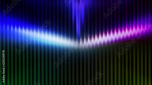 Neon rainbow waves flow across textured glass with vivid glowing light.